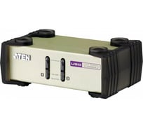Переключатель ATEN KVM, 1 user PS2/USB+VGA = 2 cpu PS2/USB+VGA, со шнурами PS2/USB 2х1.2м., 2048x1536, настол., исп.стандарт.шнуры, без OSD, CS82U-AT