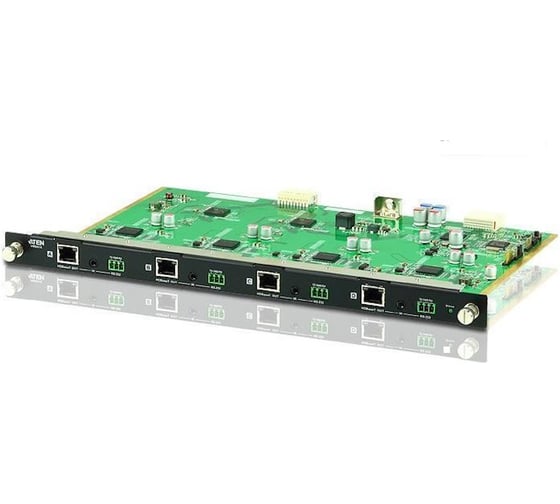 Плата вывода ATEN интерфейсная, HDBaseT+RS232+IR, 4 внешних выходных порта: RJ45+3-контактн. клемма+MINIJACK VM8514-AT