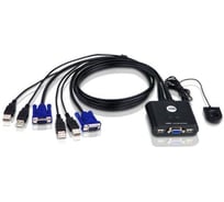 Переключатель KVM ATEN 2-портовый USB, VGA кабельный KVM коммутатор с пультом удаленного переключения порта (2048x1536) CS22U-AT