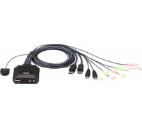 Переключатель KVM ATEN 2-портовый, USB, DisplayPort, кабельный с пультом удаленного переключения порта 00-00761703