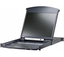 Переключатель KVM ATEN switch, 1 local user PS2/USB/VGA конс.LCD 17+32 IP user= 8 cpu/порт/port (PS2/USB/Sun+VGA)/RS232, без модуле KL1508AIM-AXA-RG