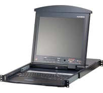 Переключатель KVM ATEN switch, 1 user PS2/USB/VGA консоль LCD 17 = 8 cpu/портов/port (PS2/USB/Sun+VGA)/RS232, без модулей, 1600x1200 KL1508AM-AXA-RG