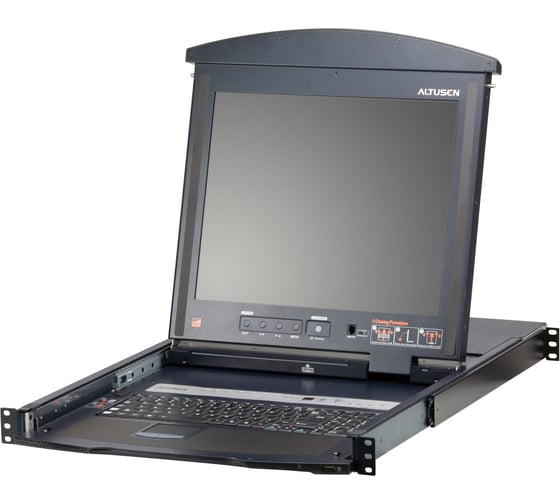 Переключатель KVM ATEN switch, 1 user PS2/USB/VGA консоль LCD 17 = 8 cpu/портов/port (PS2/USB/Sun+VGA)/RS232, без модулей, 1600x1200 KL1508AM-AXA-RG