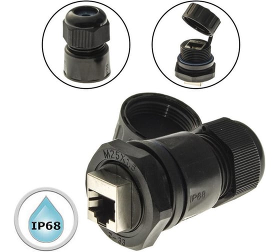 Разъём герметичный RUICHI RJ45M25Z1-6BG1 107891