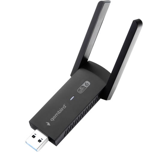 Сетевой адаптер Gembird WiFi 1.8 Гбит, 2.4/5 ГГц, 2 антенны,USB, 802.11b/a/g/n/ac/ax, RTL8832BU, WNP-UA-014