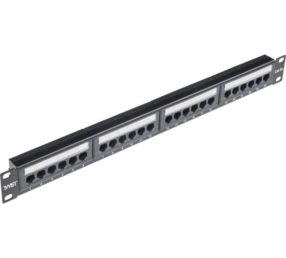Патч-панель TWIST 19, 1U, 24 порта, RJ-45, cat. 5e, Krone IDC PP-19-1U-IDC-24-C5E-TWCS