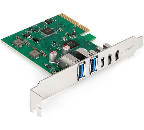 Контроллер ExeGate EXE-313V2-2A3C 10Gbps PCI-E x4 v3.0, USB3.2 Gen2 2xType-A + 3xType-C ext., SuperSpeed+ скорость до 10 Гбит/с, Chipset ASM3142+VL820 299800