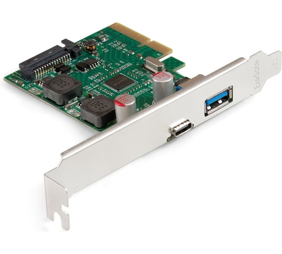 Контроллер ExeGate EXE-313-1A1C 10Gbps ASM3142 PCI-E x4 v3.0, USB3.2 Gen2 1xType-A + 1xType-C ext., SuperSpeed+ скорость до 10 Гбит/с, разъем доп.питания 298303