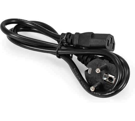 Кабель питания ExeGate Power PC-1P Евровилка угловая Schuko-C13, VDE-250V-3 0.5mm2, медь, черный, 6A, 1м 297778 1