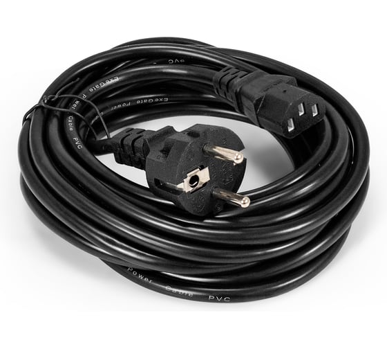 Кабель питания ExeGate Special PC-5S Евровилка Schuko-C13, 3 1.0mm2, CCA, черный, 5м 297799