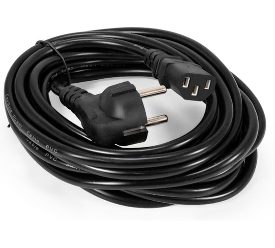 Кабель питания ExeGate Special PC-5S Евровилка угловая Schuko-C13, 3 1.0mm2, CCA, черный, 5м 297800