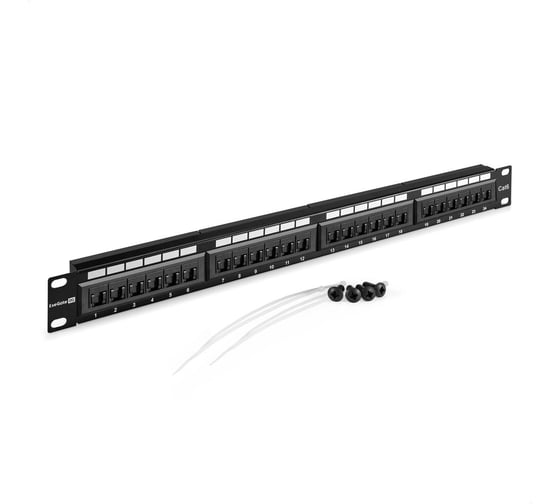 Патч-панель ExeGate EPP3-19-24-8P8C-C6-110D-C 19", UTP, 24 port, cat.6, KRONE 110 dual IDC, 1U, RoHS, с кабельным органайзером и защитными шторками, Black 297317