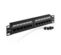 Патч-панель ExeGate EPP3-10-12-8P8C-C6-110D 10", UTP, 12 port, cat.6, KRONE 110 dual IDC, 1U, RoHS, Black, RTL 297319