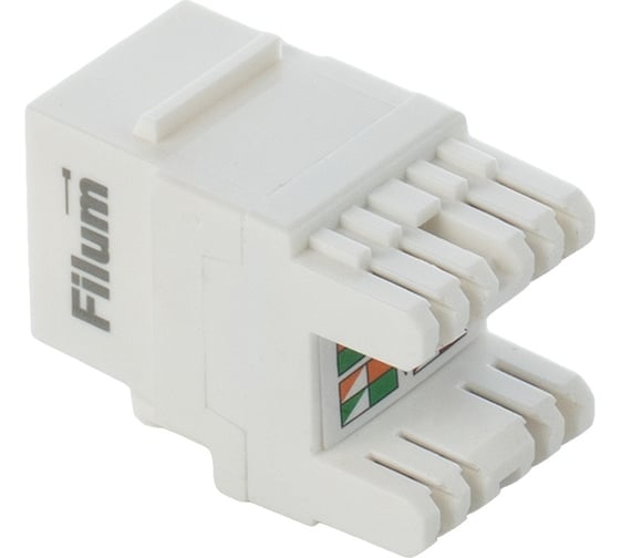 Модуль Keystone Filum RJ45 UTP Cat 6, Dual IDC (110/KRONE), 180 градусов, белый FL-KJ-U6-WT-180 1