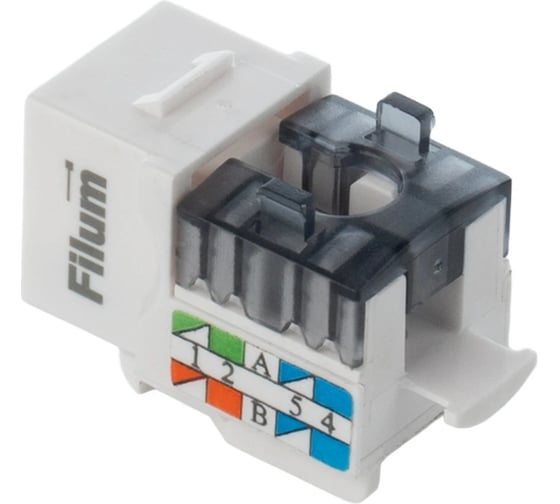 Модуль Keystone Filum RJ45 UTP Cat 5e, Dual IDC (110/KRONE), 90 градусов, белый FL-KJ-U5E-WT-90 1