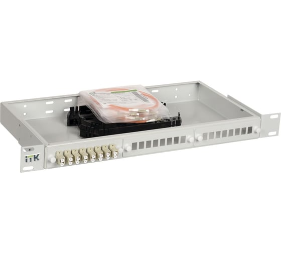 Оптический распределительный кросс укомплектованный ITK 1U SC (Simplex) 8 шт. (OM2) FOBX24-1U-8SCUS50