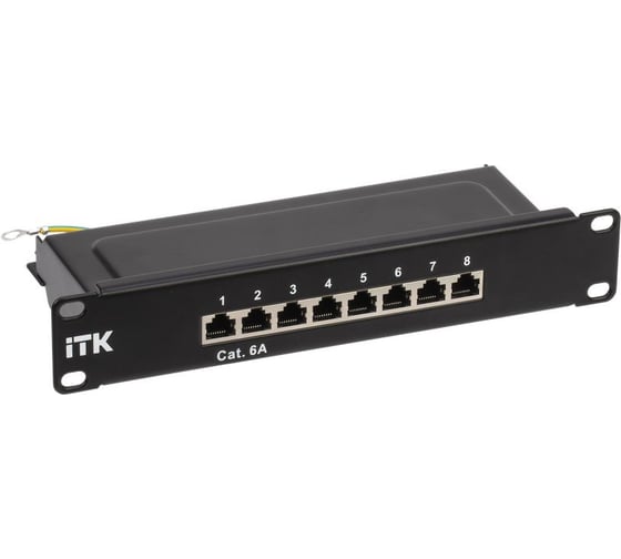 Патч-панель ITK 1U кат.6A STP 8 портов 10 (Dual IDC) PP08-1UC6AS-D05-10 1