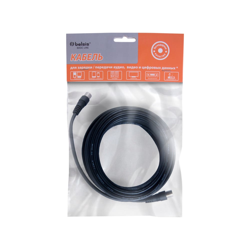 Кабель Belsis ТВ вилка - ТВ розетка, антенный, 10 м. SP3074 - выгодная ...