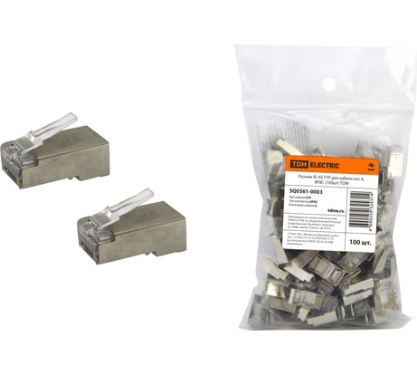 Коннектор для кабеля RJ-45 FTP категория 6 TDM ELECTRIC в упаковке 100 штук SQ0561-0003