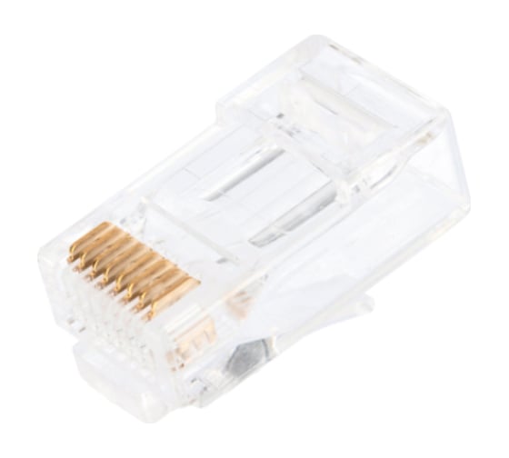 Коннектор NIKOMAX RJ45/8P8C, категория 6, 50мкд, универсальный, сквозной, 100 штук NMC-RJ88RZ50UE1-PT-100