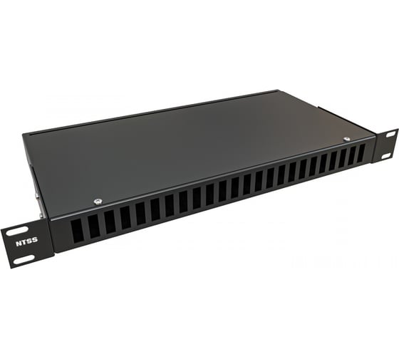 Кросс оптический NTSS 19'' укомплектованный 1U, 24 порта SC/UPC duplex, 9/125 мкм (сплошная панель, сплайс-кассета 2шт, пигтейлы, КДЗС, адаптеры) черный RAL 9005 NTSS-RFOB-1U-24-2SC/U-9-SP1.5G0AY-BL
