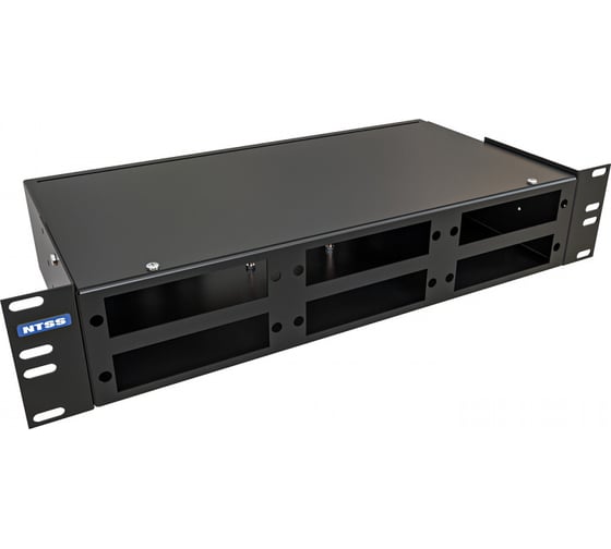 Кросс оптический NTSS 19'' укомплектованный 2U, 48 портов LC/UPC duplex, 50/125 мкм ОМ3 (планки, сплайс-кассета 3шт, пигтейлы, КДЗС, адаптеры) черный RAL 9005 NTSS-RFOB-2U-48-2LC/U-503-SP1.5G1AY-BL