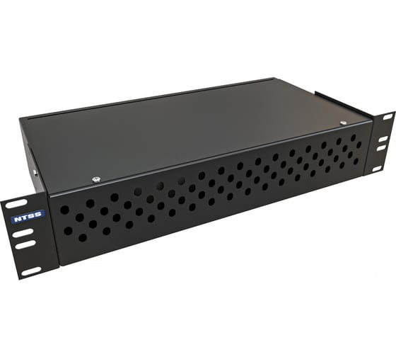 Кросс оптический NTSS 19'' укомплектованный 2U, 64 порта ST/UPC, 9/125 мкм (сплошная панель, сплайс-кассета 2шт, пигтейлы, КДЗС, адаптеры) черный RAL 9005 NTSS-RFOB-2U-64-ST/U-9-SP1.5G0AY-BL