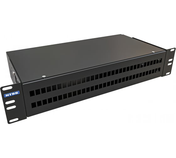 Кросс оптический NTSS 19'' укомплектованный 2U, 64 порта LC/UPC duplex, 50/125 мкм ОМ3 (сплошная панель, сплайс-кассета 4шт, пигтейлы, КДЗС, адаптеры) черный RAL 9005 NTSS-RFOB-2U-64-2LC/U-503-SP1.5G0AY-BL