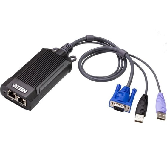 Модуль адаптер ATEN KVM VGA+K/M USB 2.0, 100 метр., 1xUTP Cat5e, для подкл.комп.к перекл. KG0016/KG0032, макс.раз.1900х1200, 2xRJ45+HD-DB1 KG1900T-AX