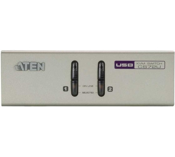 Переключатель KVM CS72U-AT Switch, VGA/SVGA+KBD+MOUSE, 1> 2 блока/порта/port USB, с KVM-шнурами USB 2х1.2м. ATEN 00-01104081