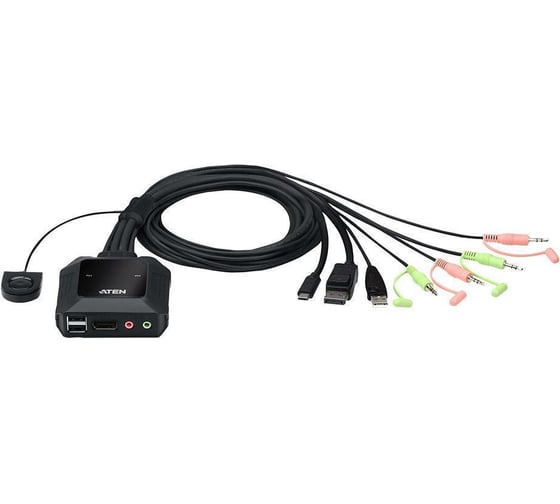 Переключатель KVM CS52DP-AT 2-портовый USB-C DisplayPort гибридный ATEN 00-00909580