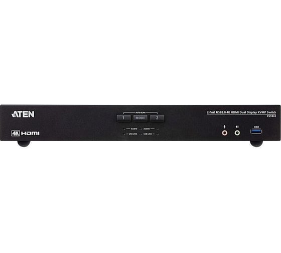 Переключатель CS1842-AT-G 2-портовый, USB 3.0, 4K HDMI Dual Display, KVMP-переключатель ATEN 00-00893668