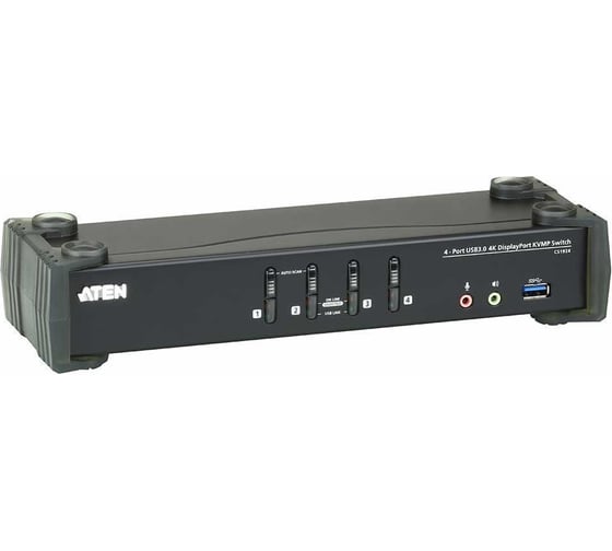Переключатель KVM CS1924-AT-G 4-портовый DisplayPort USB audio 3.0 с поддержкой 4K (KVMP Switch) ATEN 00-00716482