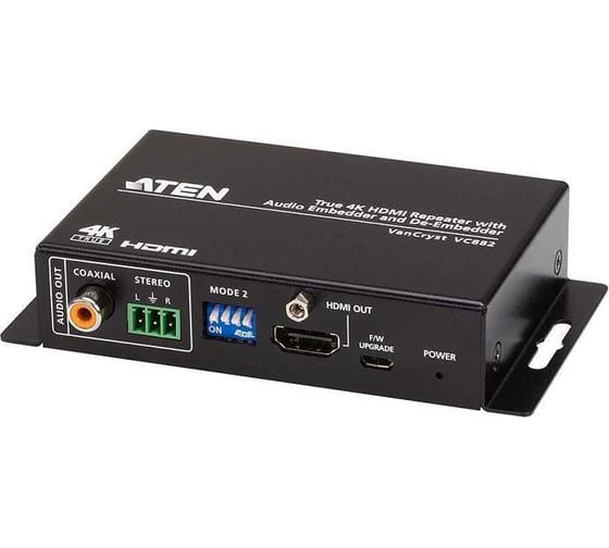 Конвертер ATEN повторитель/де-эмбеддер, HDMI+AUDIO= HDMI+AUDIO, HDMI+3-контактная клемма+RCA(Coaxial) HDMI+3-контактная клемма+RCA(Coaxial), VC882-AT-G