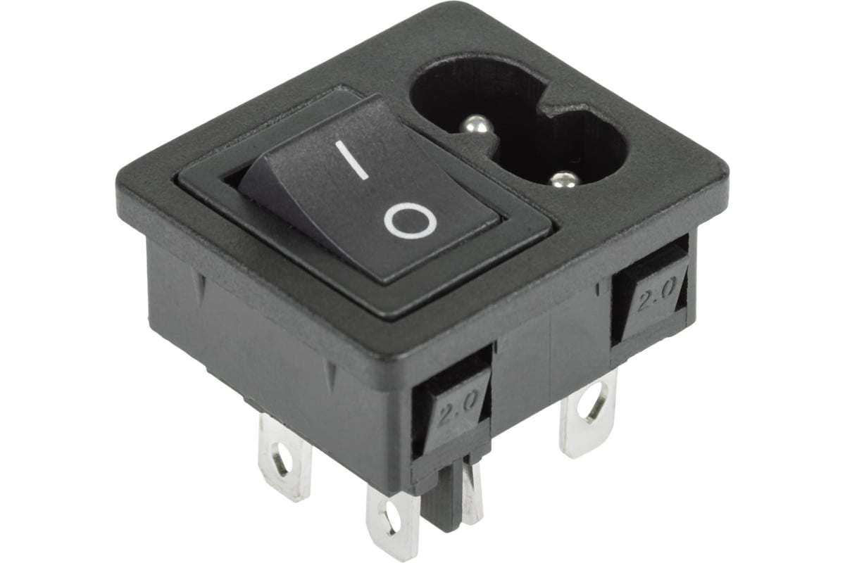 Разъем питания REXANT C8 2PIN с клавишным выключателем 250 V 6 А 10 шт ...