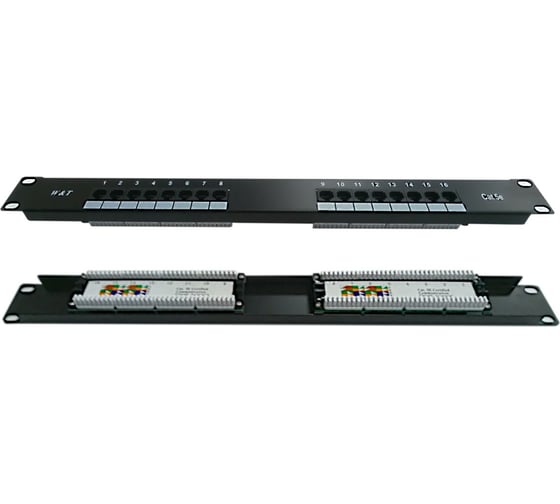 Патч-панель W&T 19", 16 портов RJ-45, 5E WT-2064-16P 1