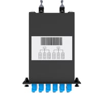 Кассета кроссовая NTSS 2 разъема MPO/АPC (male) 9/125, на 24 LC/UPС (6 QLC/UPC), полярность U, черный NTSS-C-ST-9-2x12MPO(m)/A-24xLC/U-U-BL