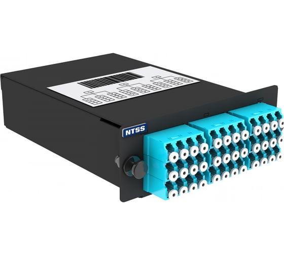 Кассета кроссовая NTSS 3 разъема MPO/UPC (male) 50/125 OМ3, на 36 LC/UPС (9 QLC/UPC), полярность U, черный NTSS-C-ST-503-3x12MPO(m)/U-36xLC/U-U-BL