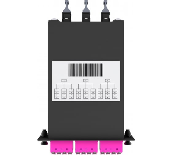 Кассета кроссовая NTSS STANDART 3 разъема MPO/UPC (male) 50/125 OМ4, на 36 LC/UPС (9 QLC/UPC), полярность А, черный NTSS-C-ST-504-3x12MPO(m)/U-36xLC/U-A-BL