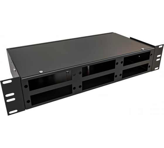 Кросс оптический KOSCAB 19'' укомплектованный 2U, 32 порта FC/UPC, 50/125 мкм ОМ3 (планки, сплайс-кассета, пигтейлы, КДЗС, адаптеры) черный RAL 9005шт КОС-КС-2U-32-FC/U-503-SP1.5G2AY-BL