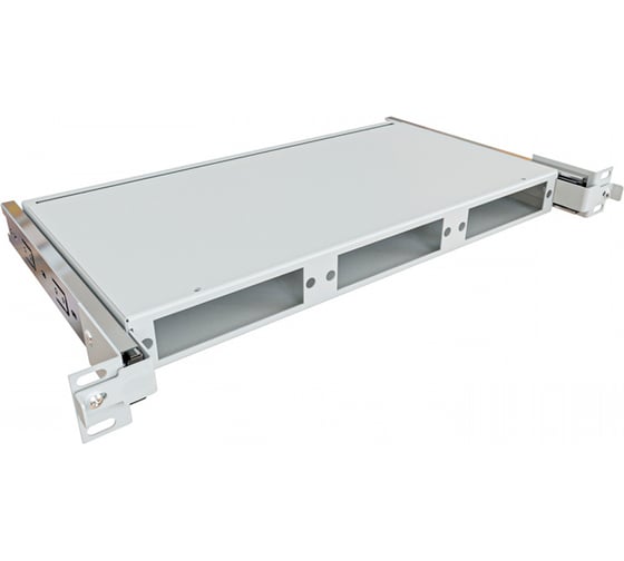 Кросс оптический выдвижной KOSCAB 19'' укомплектованный 1U, 8 портов ST/UPC, 50/125 мкм (планки, сплайс-кассета, пигтейлы, КДЗС, адаптеры) серый RAL 7035шт КОС-КСВ-1U-8-ST/U-50-SP1.5G2AY