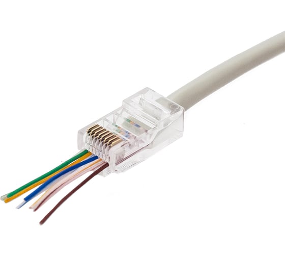 Коннектор Filum FL-PG-U6-FC Cat 6, UTP, RJ45(8p8c), сквозные отверстия, 50мкд, универсальный, для одножильного и многожильного кабеля, 100 шт, 00-01293267