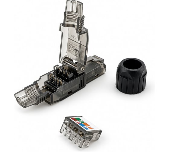 Коннектор Filum FL-PG-U6A-TS Cat 6A, UTP, RJ45(8p8c), toolless, универсальный, для одножильного и многожильного кабеля, 00-01293273