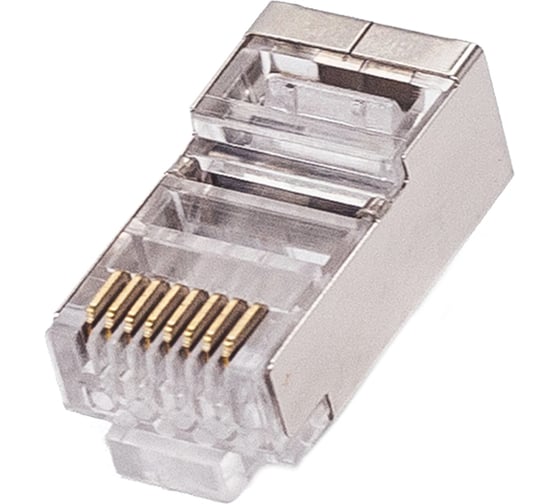 Коннектор Filum FL-PG-SH5E-LT Сat 5e, STP, RJ45(8p8c), 6мкд, универсальный, для одножильного и многожильного кабеля, 100 шт, 00-01293261
