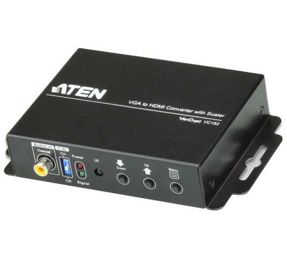 Конвертер ATEN VGA+AUDIO HDMI, HD-DB15+MIM-JACK HDMI, Female, БП 5V, (1920x1200, 1080p, Analog + Digital stereo audio input) VC182-AT-G