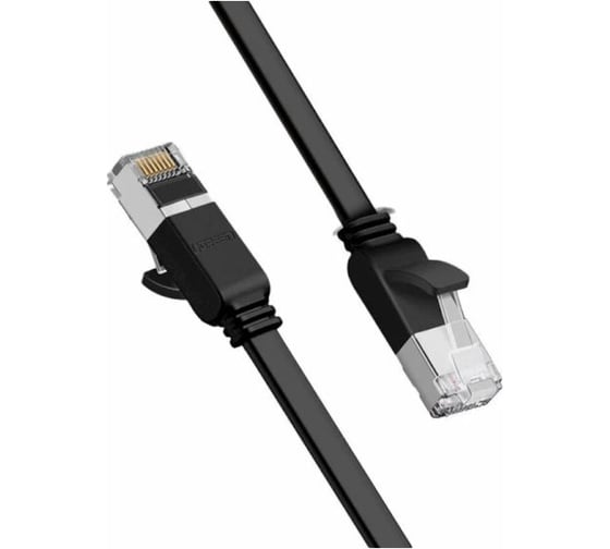 Кабель сетевой плоский UGREEN NW102 Cat 6 8-Core U/UTP Flat Ethernet Cable. Цвет: 5м. Цвет: черный 50176_