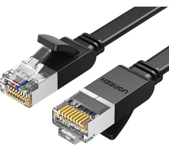 Кабель сетевой плоский UGREEN NW101 Cat 6 U/UTP Pure Copper Ethernet Flat Cable. Длина: 0,5м. Цвет: черный 50183_
