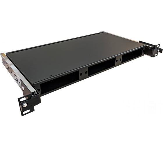 Кросс оптический выдвижной KOSCAB 19'' укомплектованный 1U, 24 порта LC/UPC duplex, 50/125 мкм (планки, сплайс-кассета 2шт, пигтейлы, КДЗС, адаптеры) черный RAL 9005шт КОС-КСВ-1U-24-2LC/U-50-SP1.5G1AY-BL