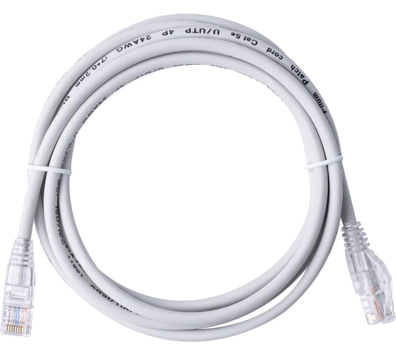 Кабель патч-корд Filum U/UTP 5e кат. 2м FL-PC-U5E-2.0-LSZH-WT 24AWG (7х0.20 мм), чистая медь, LSZH, белый 00-01276459