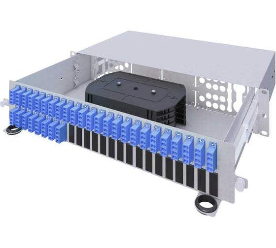 TopLAN Кросс оптический стоечный выдвижной 19, 128 LC/UPC адаптеров, одномодовый, ОS2, 2U, серый, укомплектованный, КРСв-Top-2U-128LC/U-OS2-GY